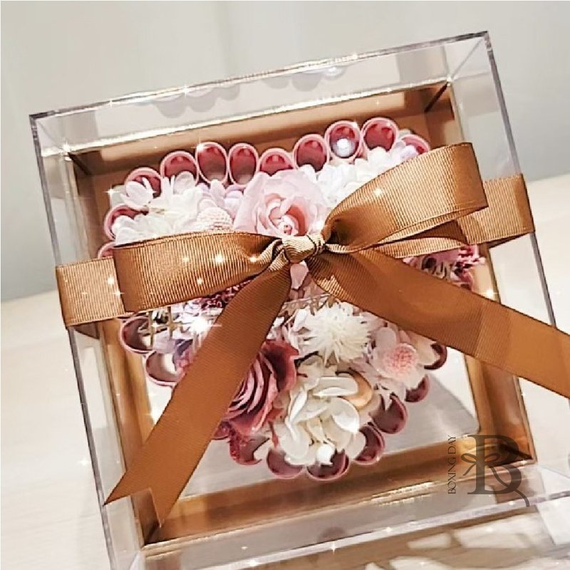 Rich Flower Cake (Heart- Acrylic Flower Box) Gift/White Day/Birthday/Mother’s Day Gift - Dried Flowers & Bouquets - Other Materials 