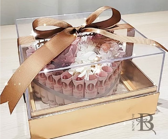 リッチフラワーケーキ（ハート型アクリルフラワーボックス