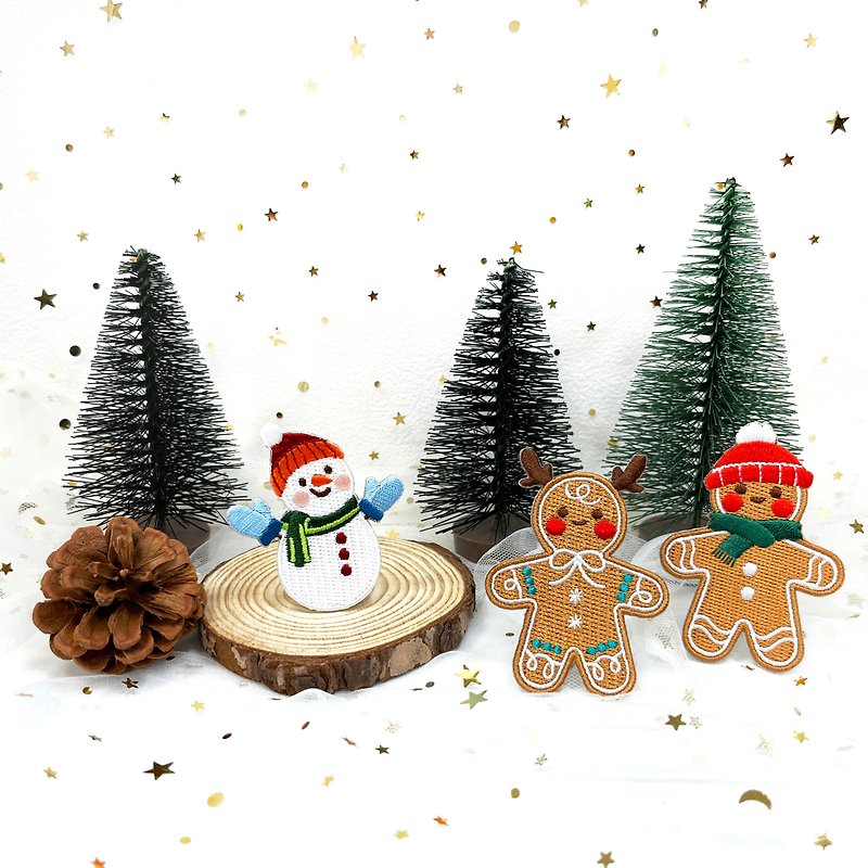 【Embroidery Stickers】Christmas Snowman Gingerbread Man | Christmas | Xmas | Holidays - Stickers - Thread 