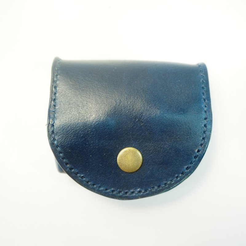 Billowing leather coin purse dark blue - กระเป๋าใส่เหรียญ - หนังแท้ สีน้ำเงิน