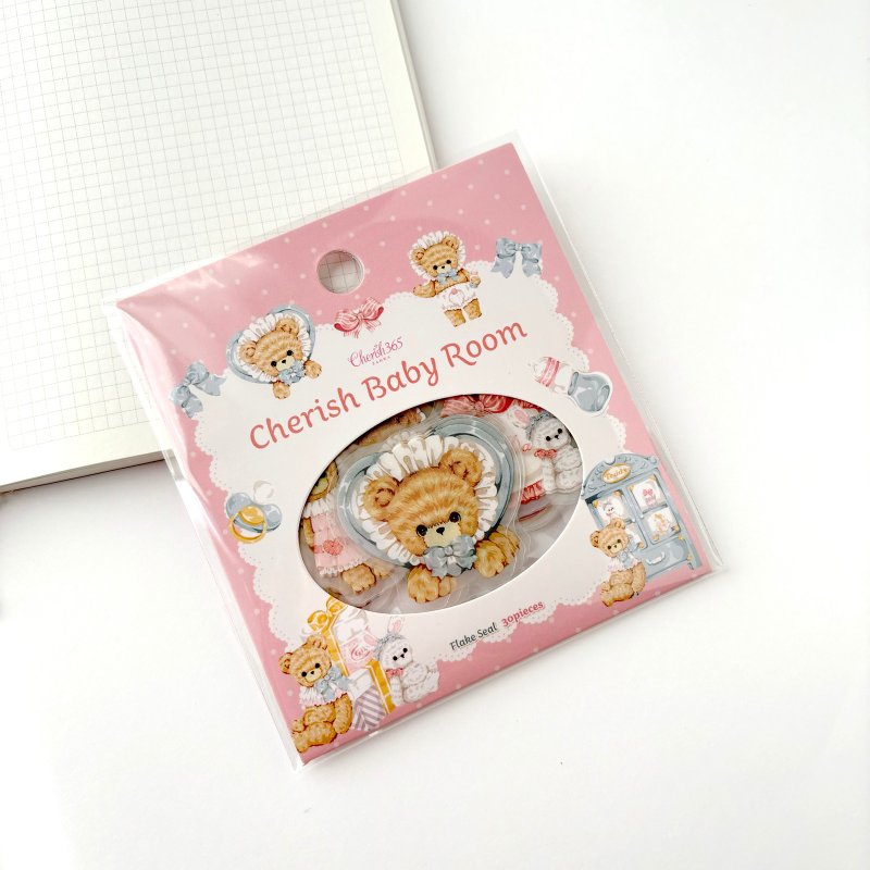 Cherish365【Cherish Baby Room】マット PET フレークシール 30枚 CHO383 - 貼紙 - 防水材質 粉紅色