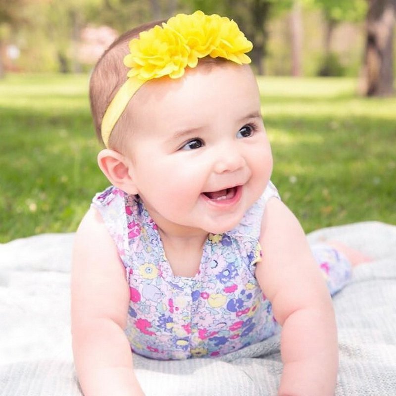 Baby Bling Chiffon Small Flower Wide Headband Yellow Green White Series TM160719003 - Other - Cotton & Hemp Yellow