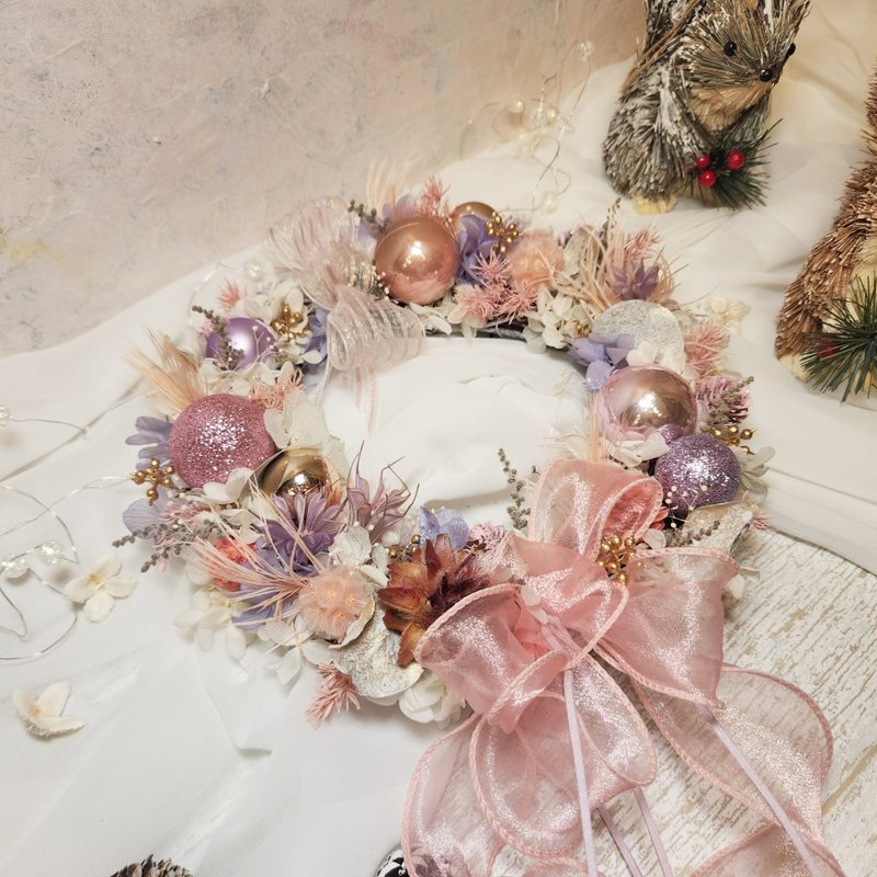 Aegean Sea Sunset Wreath-Pink and Purple Everlasting Cedar Christmas Gift Exchange Gift - Dried Flowers & Bouquets - Plants & Flowers Pink