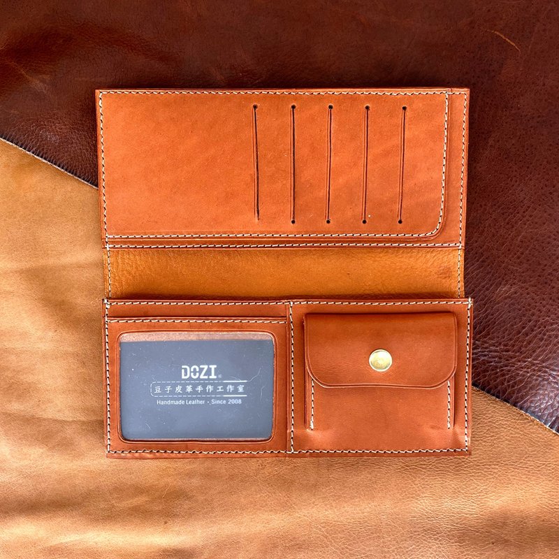 Genuine Leather Wallet | Handmade Wallet | Customized Gift | Vegetable Tanned Leather - Long Clip No. 5 - กระเป๋าสตางค์ - หนังแท้ สีนำ้ตาล