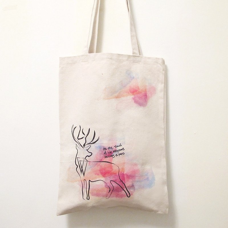 deer canvas bag - กระเป๋าแมสเซนเจอร์ - วัสดุอื่นๆ ขาว
