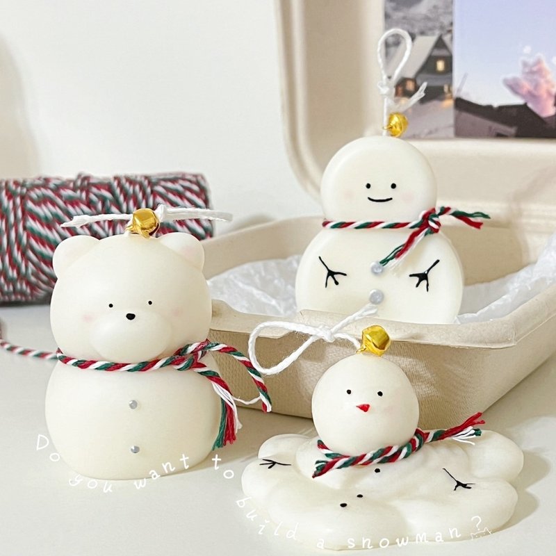 【Miss Luna】Snowman scented candle has Christmas packaging - Fragrances - Wax White