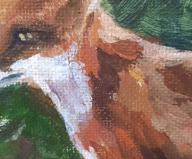 原画　アクリル画　絵画　アート　狐　日本 キツネの絵 オリジナルアクリル画 森の風景 森の動物アート - ショップ