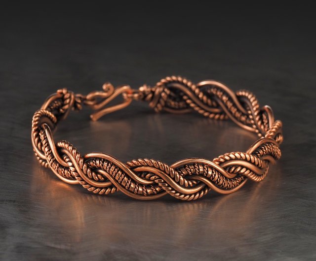 Men Copper bracelet Copper men bangle Unisex woven Wire Wrapped jewelry bracelet  Wire Braided bracelet Copper jewelry