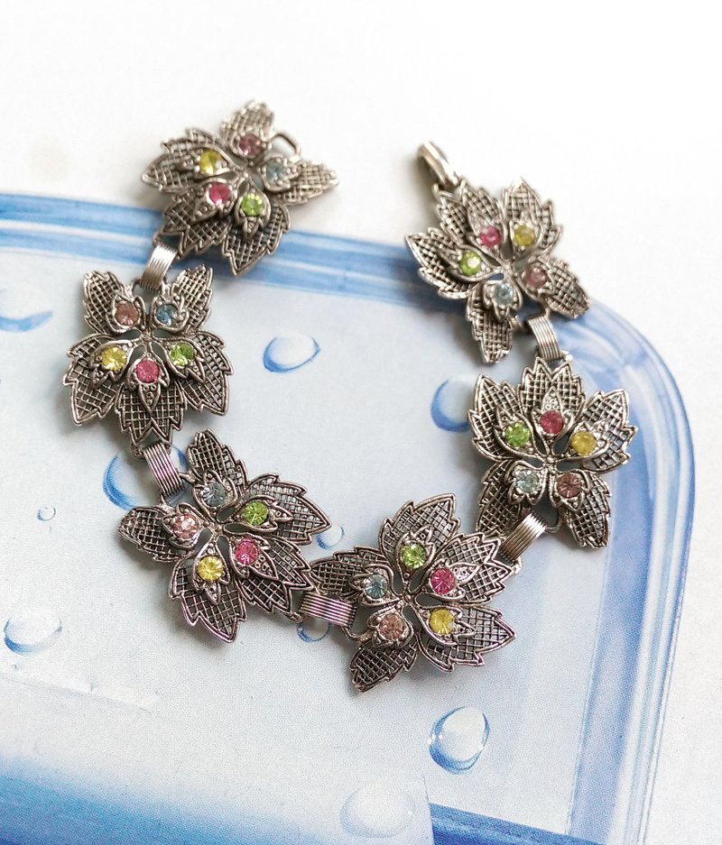 多彩花葉 手鍊。西洋古董飾品 - 手鍊/手環 - 其他金屬 金色