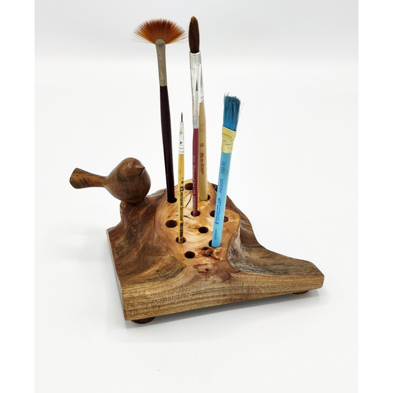 Wooden pen holder. Handcarved bird. - 其他 - 木頭 
