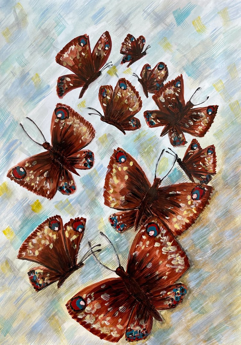 Butterflies swirl and fly over the sea coast. - 壁貼/牆壁裝飾 - 紙 