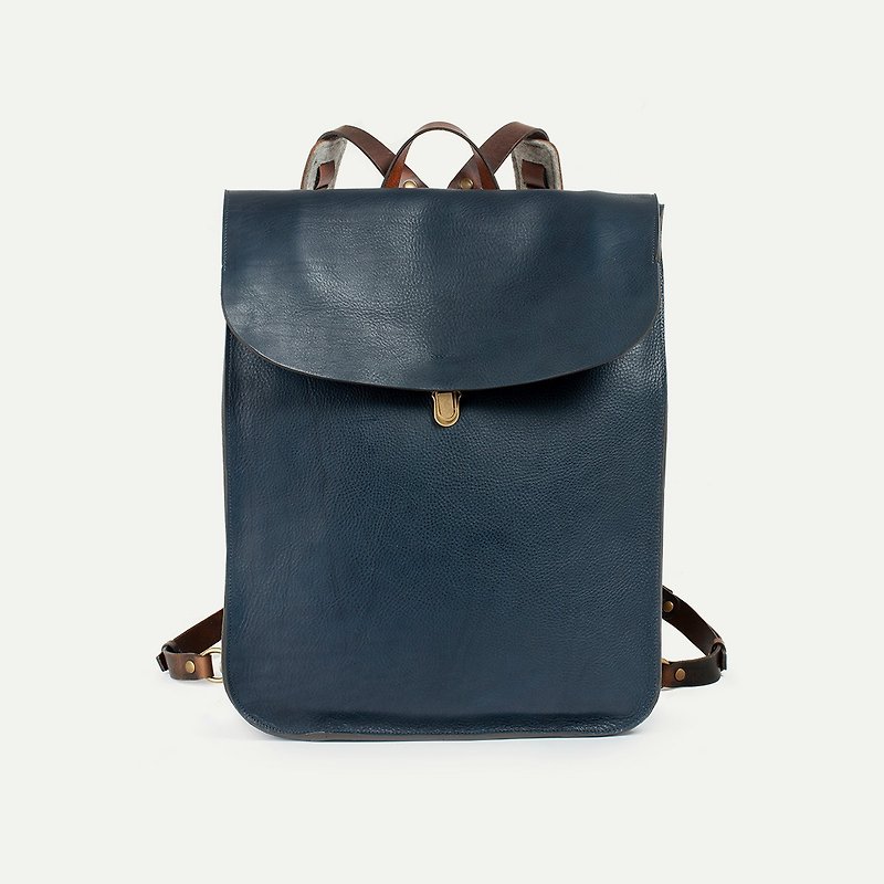 Bleu de Chauffe-Arlo Leather Backpack_Navy Blue - กระเป๋าเป้สะพายหลัง - หนังแท้ 