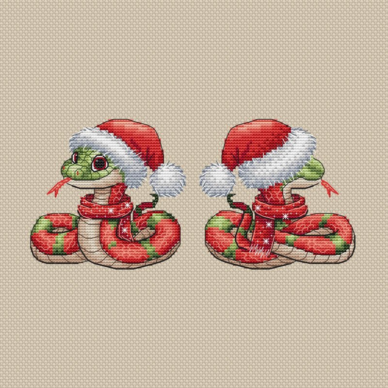 Snake New Year symbol cross-stitch Pattern ; Asian calendar symbol Embroidery - 手工藝教學/工具書 - 其他材質 