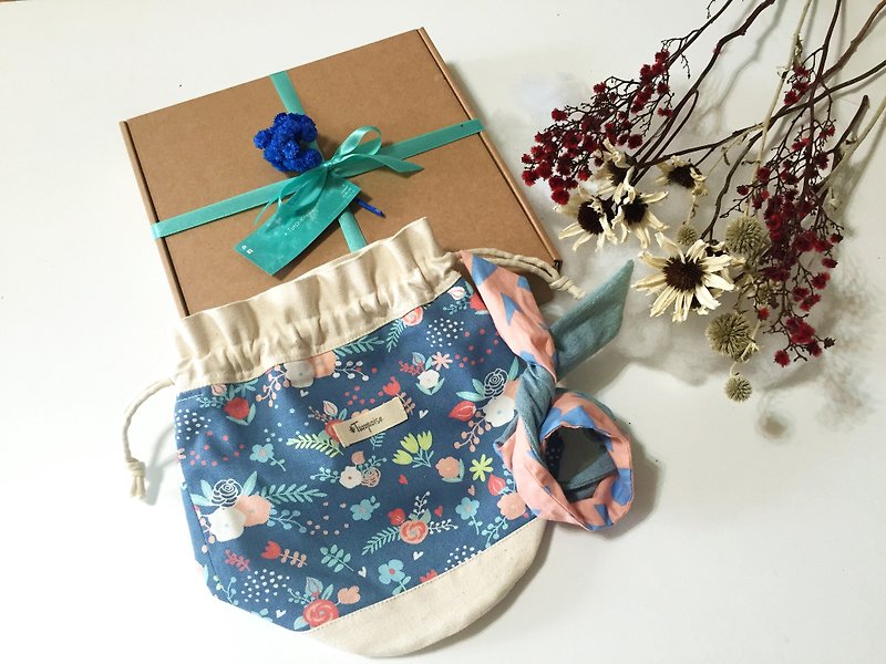 [Travel a good partner] outing bucket bag + headband (Design Hall Jieke color selection) - Messenger Bags & Sling Bags - Cotton & Hemp 