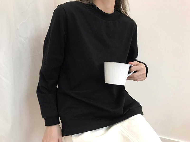 有機棉基礎款長袖打底衫衛衣 2色 I Organic Cotton Sweater - 女上衣/長袖上衣 - 棉．麻 