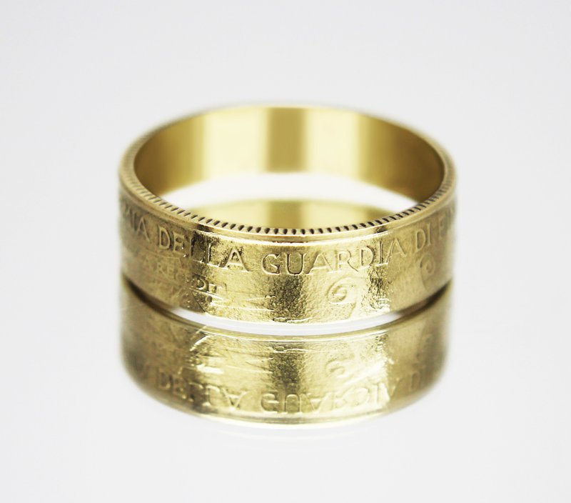 Italy Coin Ring 200 lire 1996 coin rings for men coin rings for women - 戒指 - 其他金屬 