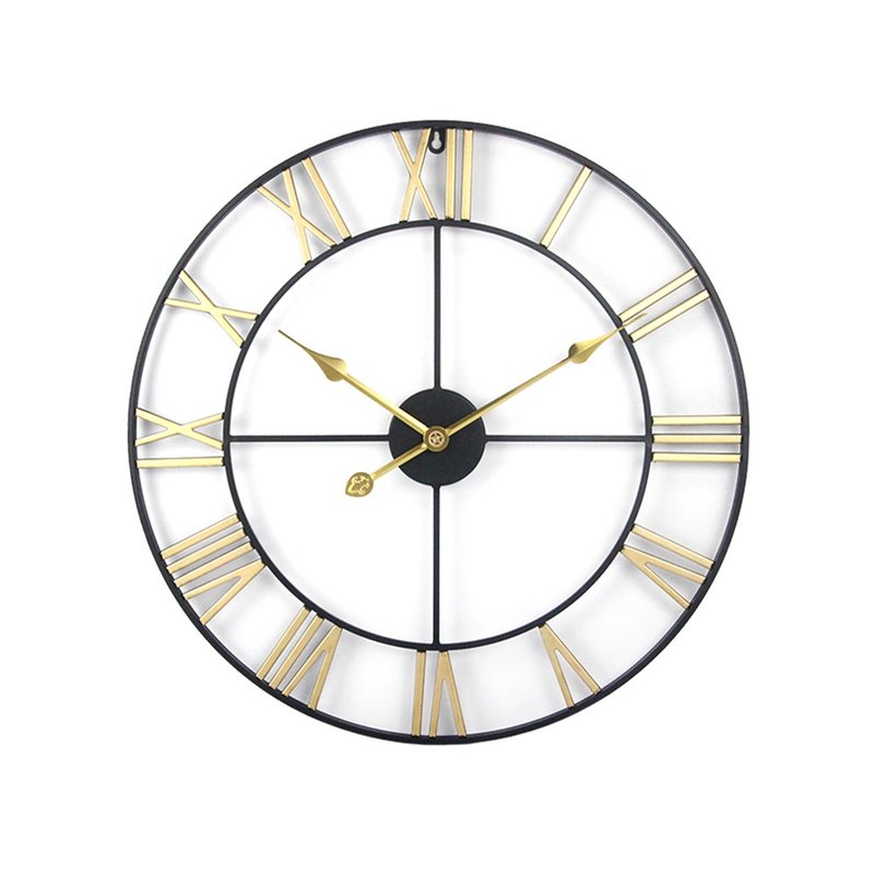 iINDOORS Ironwork Loft Clock.60cm Handmade - Clocks - Other Metals Gold