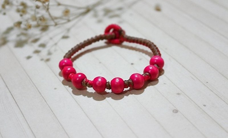 Thai silk wax silk X pearl _ peach // can choose the color // - Bracelets - Wax Red