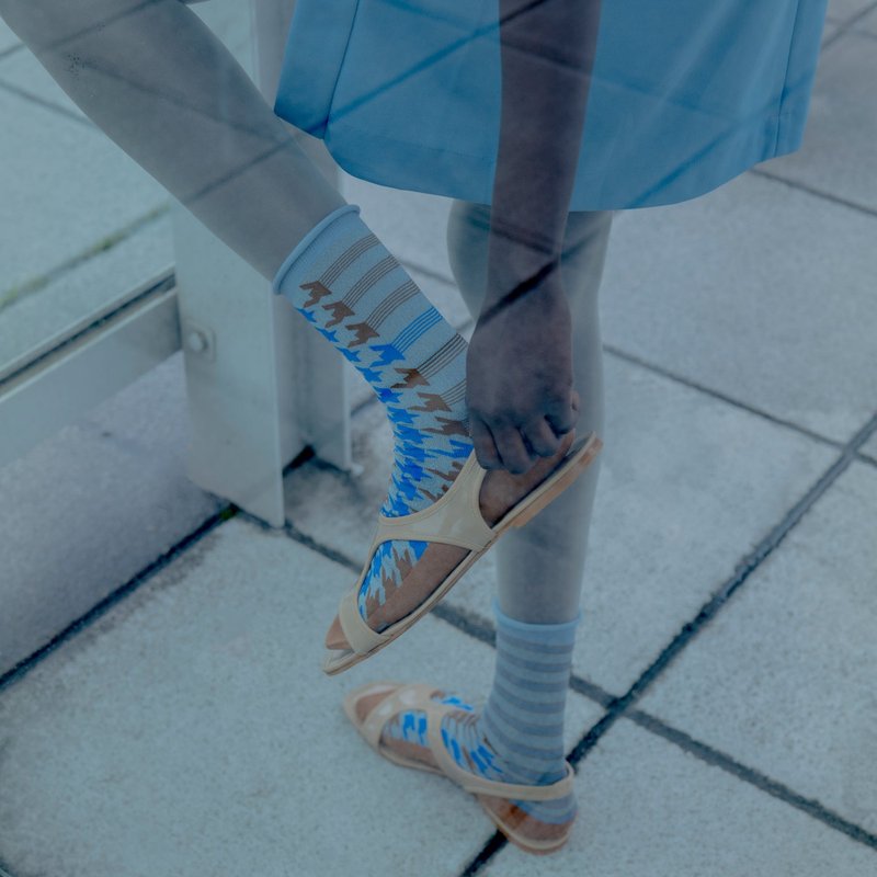 ML011 トゥインクル ハウンドトゥース・twinkle_houndtooth - 靴下・ソックス - コットン・麻 ブラウン