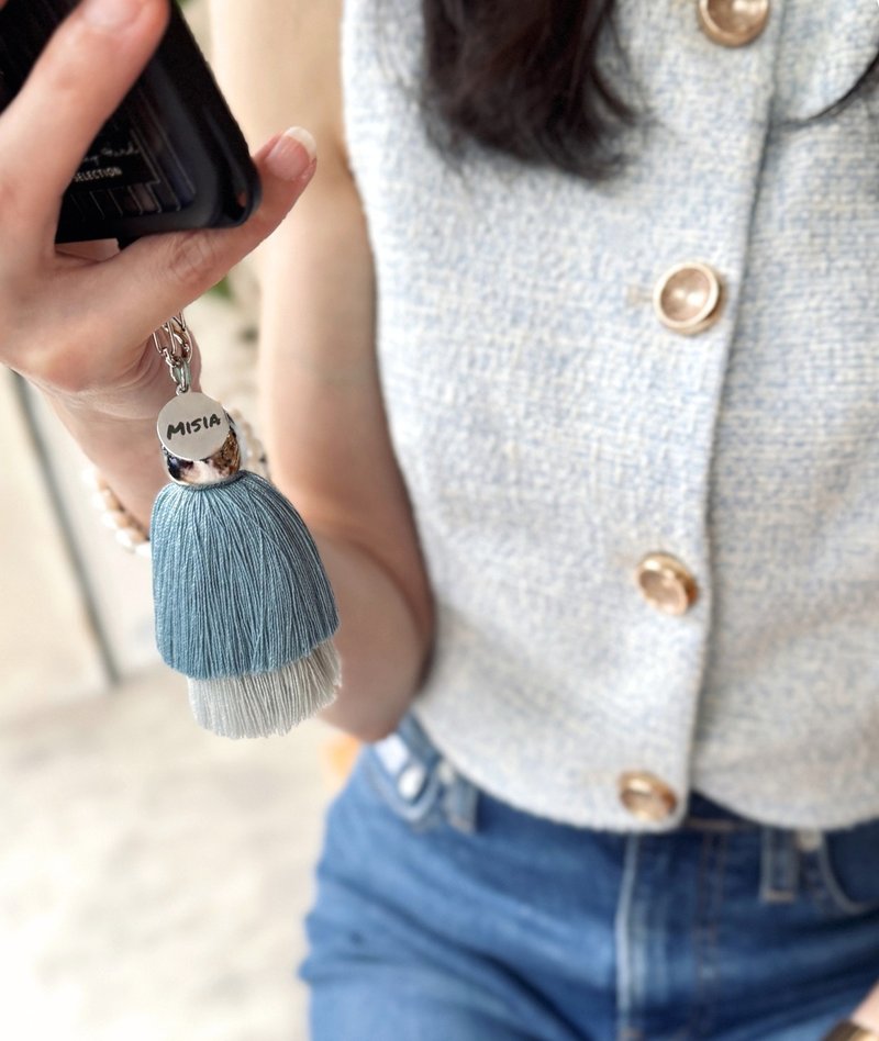 【MISIA】Phone Charm 純手工編織雙層流蘇 - 吊飾/掛飾 - 棉．麻 