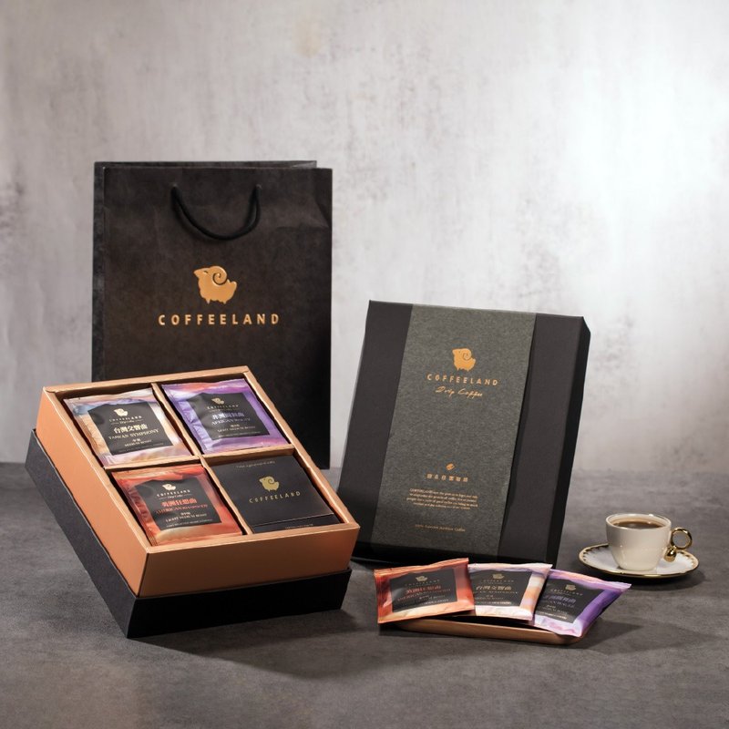 COFFEELAND | 精裝禮盒-30入濾掛咖啡-金杯款(台灣/非洲/美洲) - 咖啡/咖啡豆 - 新鮮食材 藍色
