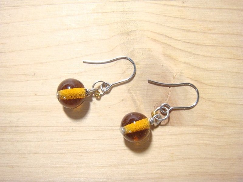 Grapefruit Forest Glass - Versatile Glass Earrings Series - Amber - Changeable Clip - Earrings & Clip-ons - Glass Brown