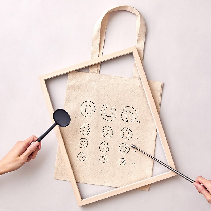 Cat Eye Chart _Canvas bag - Handbags & Totes - Cotton & Hemp White