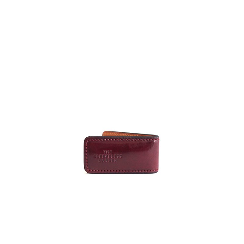 Magnetic clip /Red - กระเป๋าสตางค์ - หนังแท้ สีแดง