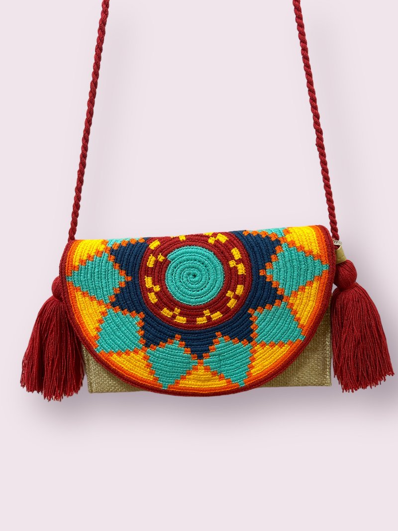 哥倫比亞 Wayuu 手織翻蓋包 - 側背包/斜背包 - 棉．麻 多色