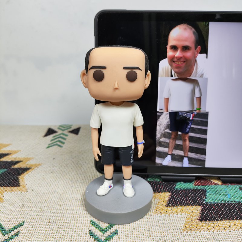 Purely handmade custom American Funko Pop self-portrait doll boyfriend husband birthday gift - Stuffed Dolls & Figurines - Clay Multicolor