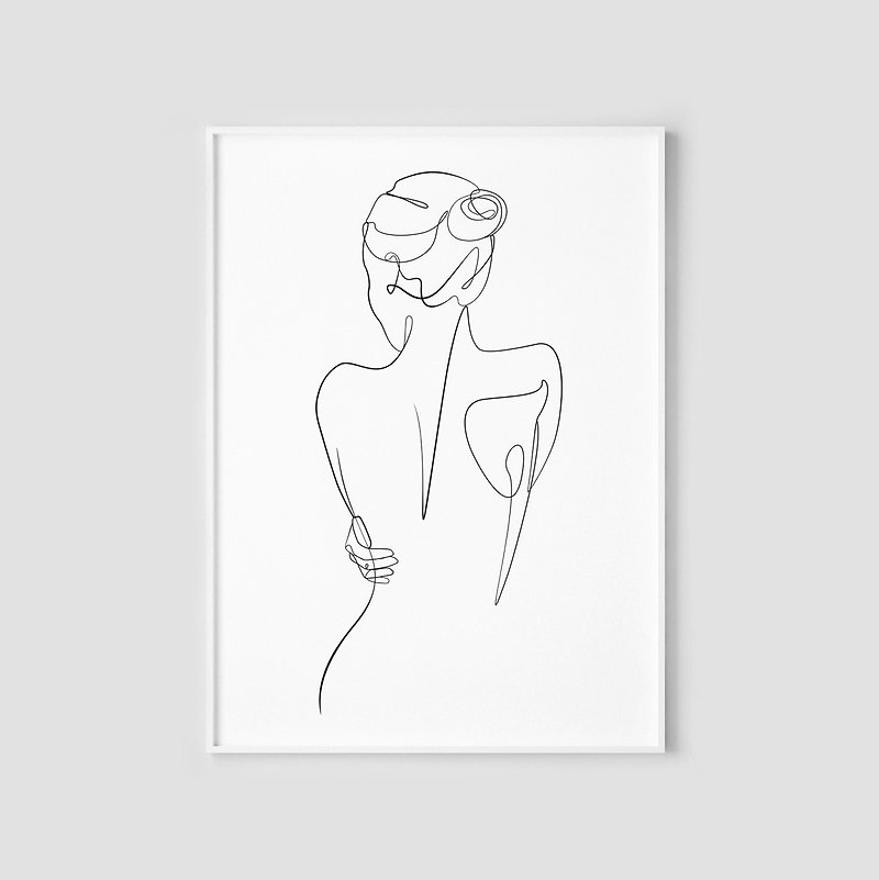 Woman one line art print, Printable wall art - Digital File Only - jpg files - ภาพวาดพอร์ทเทรต/ภาพวาด/ภาพประกอบดิจิทัล - วัสดุอื่นๆ 