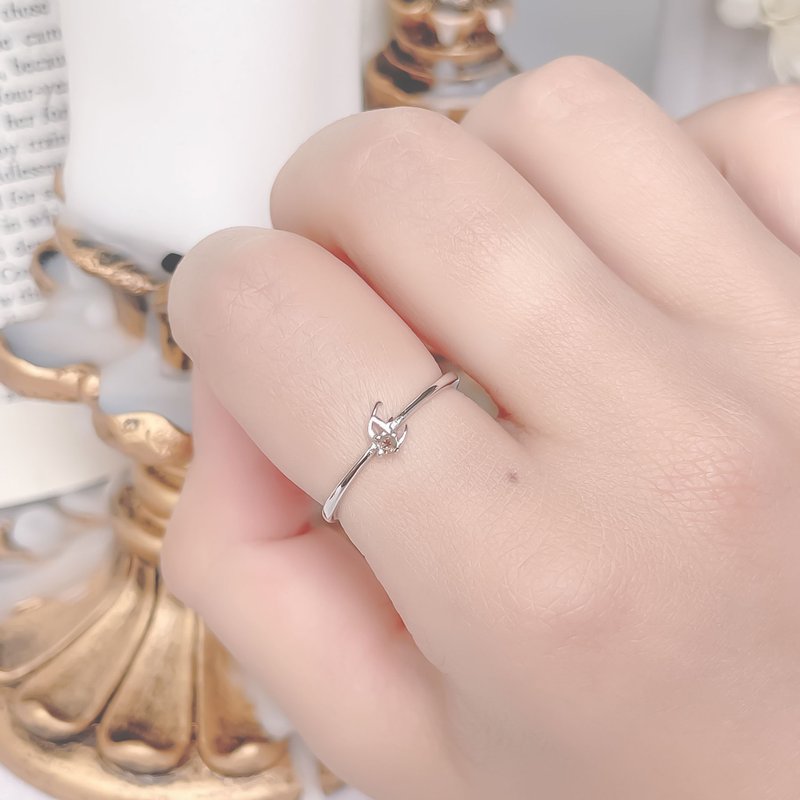 Natural Gemstone 925 Sterling Silver Letter Ring E - แหวนทั่วไป - คริสตัล สีเงิน