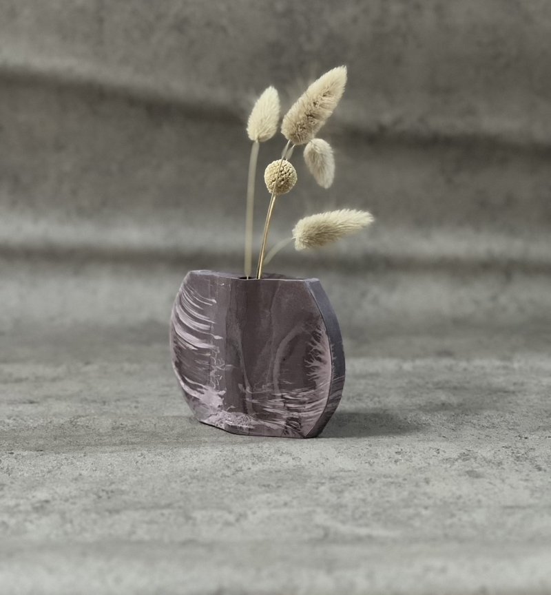 Flower vessel/shape/jewelry stand/round dark purple-red-jesmonite British/gift - Pottery & Ceramics - Eco-Friendly Materials 