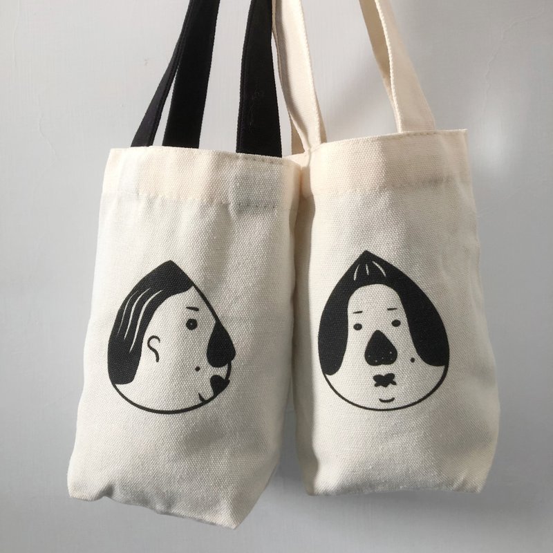 日常臉孔飲料袋 - 乒乓頭  文青插畫飲料袋・手繪角色・手搖杯 - 手提包/手提袋 - 棉．麻 