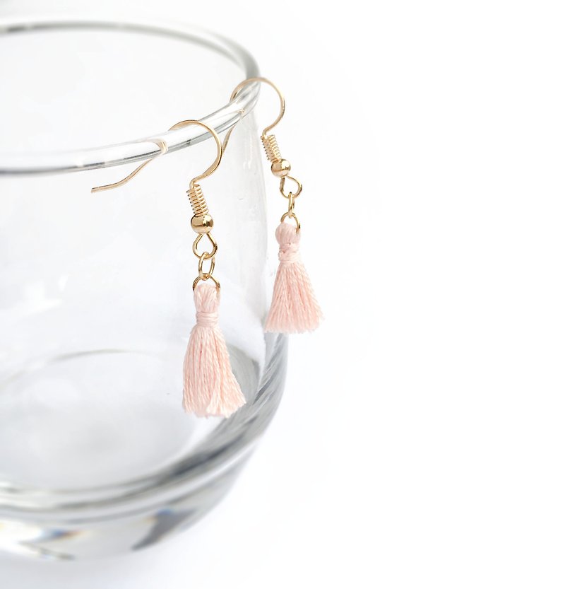 Handmade Tassel Earrings Earclips Rose Gold Series-light pink limited  - Earrings & Clip-ons - Thread Pink
