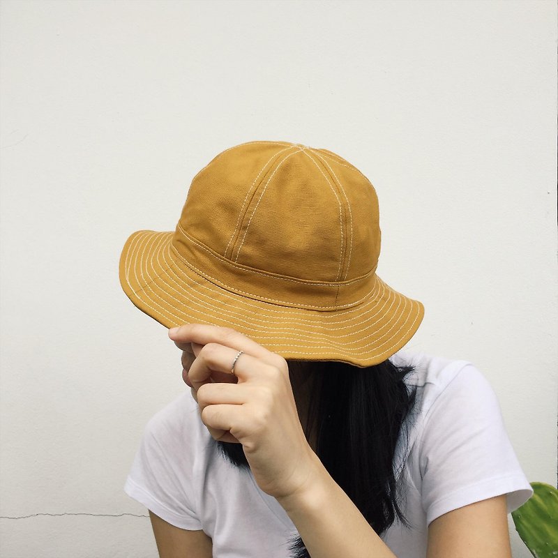 Mustard Canvas Bucket Hat /Daisy mae /Daily use - 帽子 - 其他材質 黃色