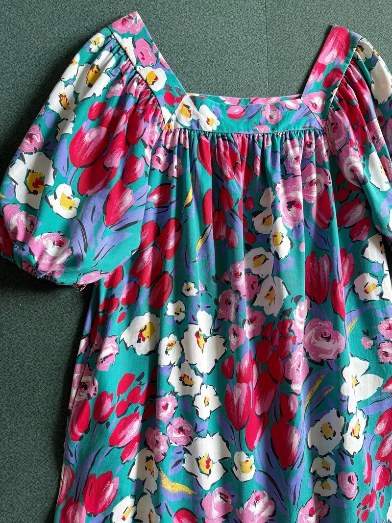 超美浪漫花柄/ 花海 宽松风格棉布连身裙 南瓜袖from USA - 洋裝/連身裙 - 棉．麻 