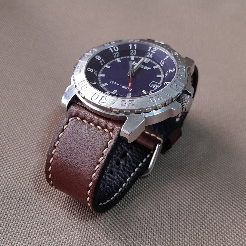 手工錶帶/單品系列/巧克力色/義大利頂級皮革/Apple Watch適用 - 錶帶 - 真皮 