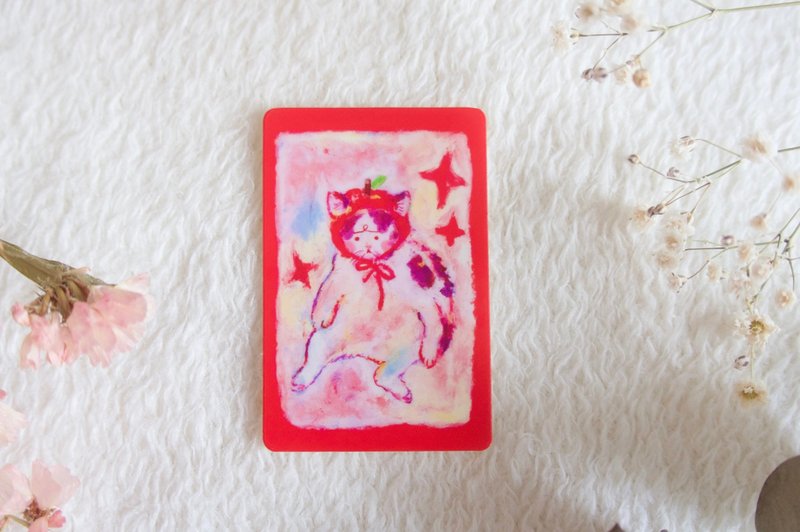 りんごねこステッカー - 貼紙 - 紙 紅色