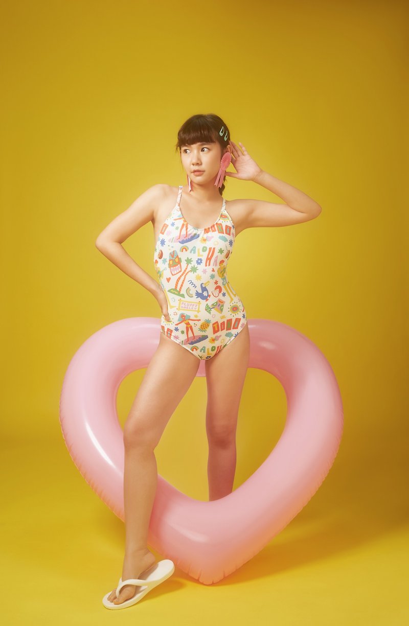 SWIMWEAR  ONE PIECE / TIKI PATTERN - Other - Other Materials White