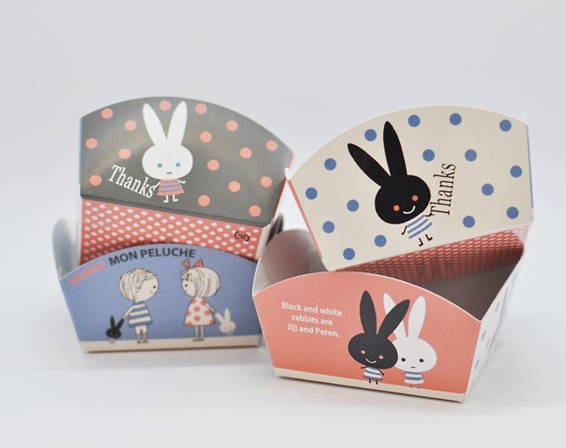 [Kato Shinji] Handmade dessert carton packaging series★MON PELUCHE Black and White Rabbit (10pcs) - Gift Wrapping & Boxes - Paper Multicolor