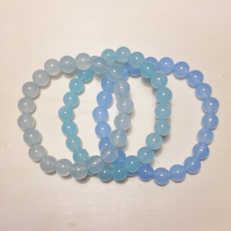 Gray blue/lake blue/sky blue jade bracelet - สร้อยข้อมือ - หยก สีน้ำเงิน