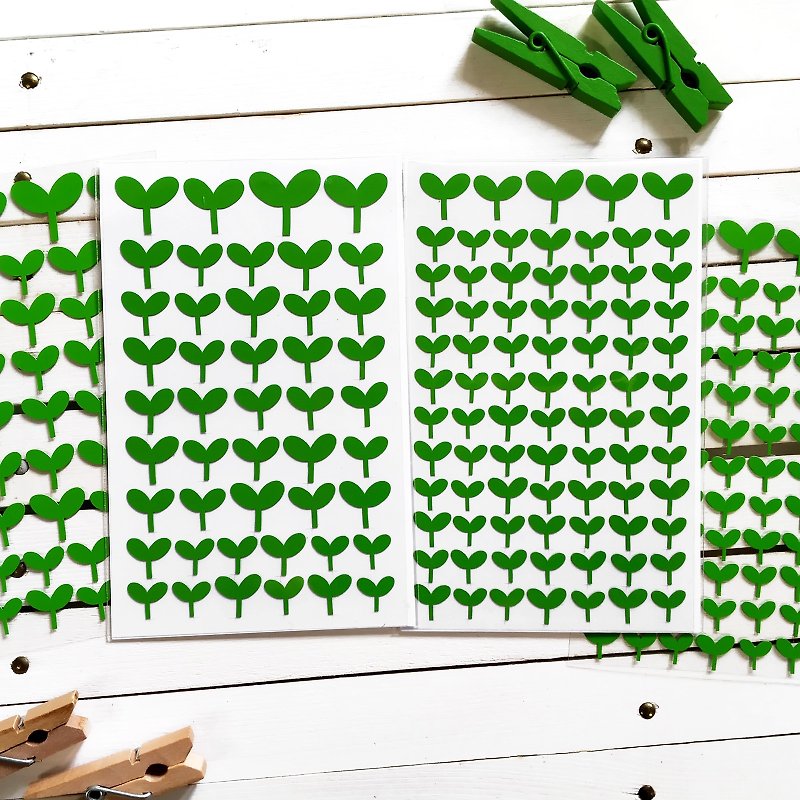 Seedling Stickers (2 Pieces Set) - สติกเกอร์ - วัสดุกันนำ้ สีเขียว