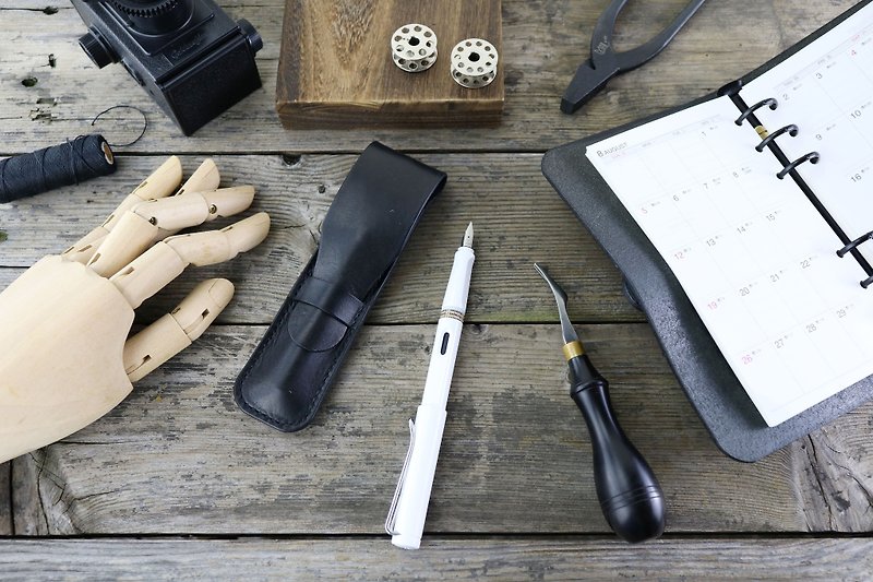 Pen leather case/pen case/single/LAMY exclusive - Pencil Cases - Genuine Leather Black