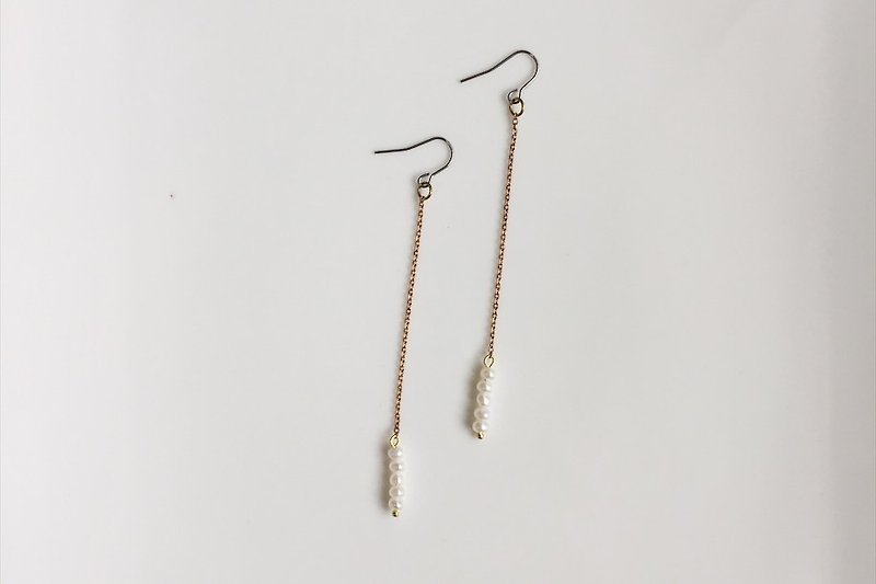 迷愛系列 珍珠黃銅耳環 - 耳環/耳夾 - 紙 白色