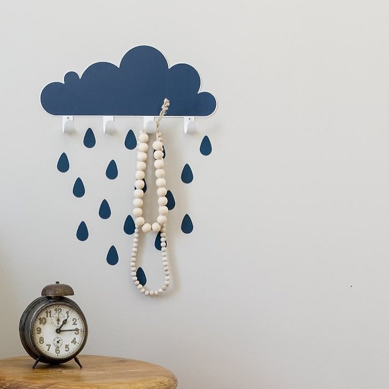 Spanish Tresxics Large Clouds Small Raindrops Hook + Wall Sticker (Dark Blue) - Storage - Other Metals Blue