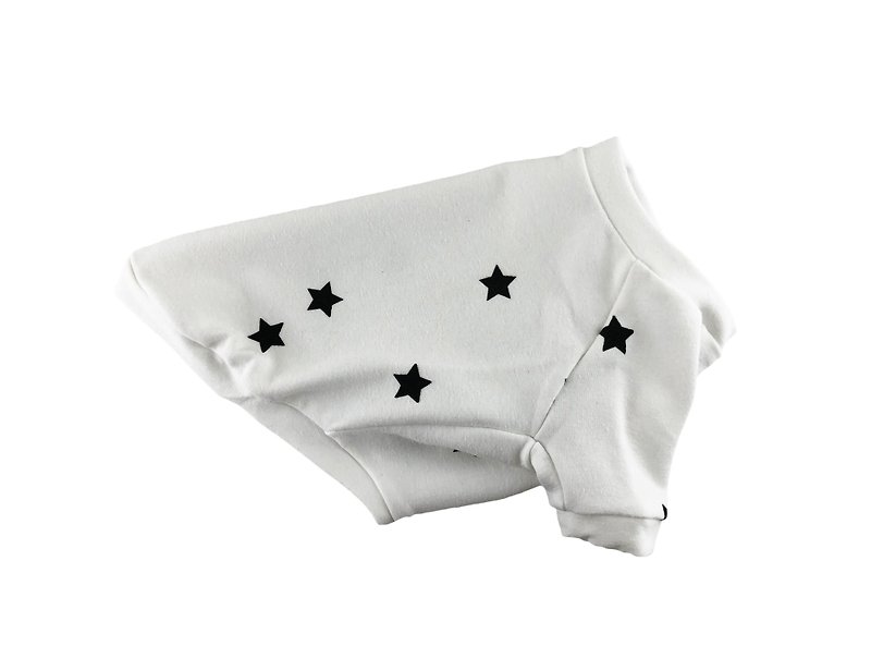Black Star Print French Terry Sweatshirt, Dog Top, Dog Clothing, Dog Apparel - ชุดสัตว์เลี้ยง - ผ้าฝ้าย/ผ้าลินิน ขาว