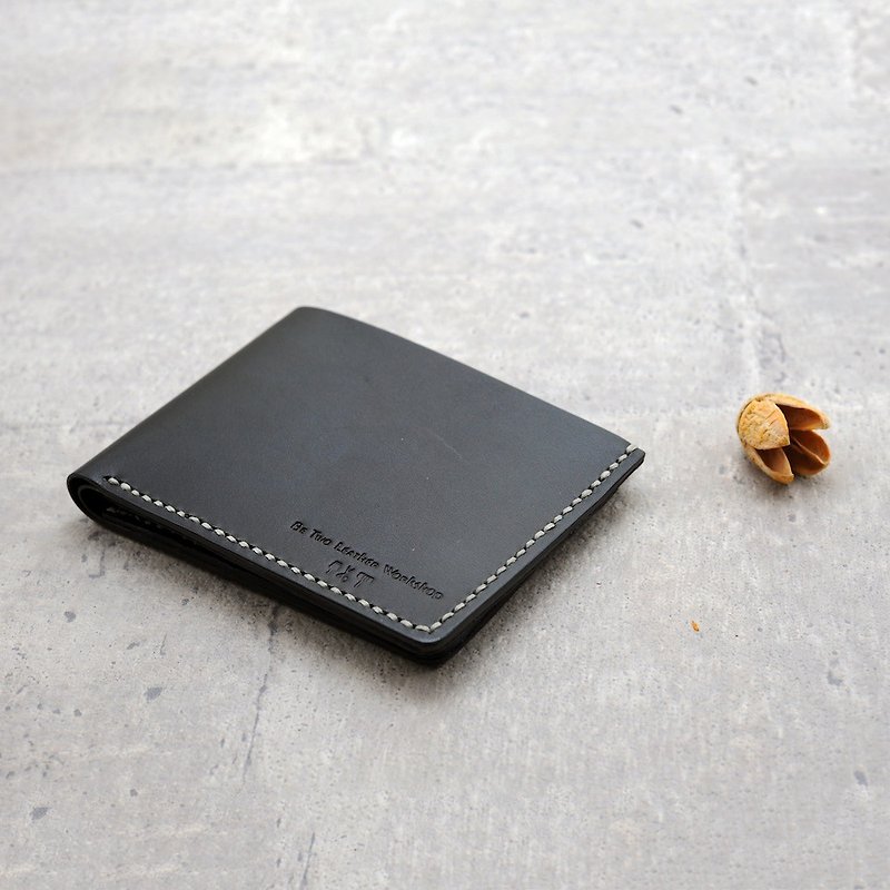 Short Clip Leather Card Holder Wallet Experience Course Taichung Audit Store - Leather Goods - Genuine Leather 