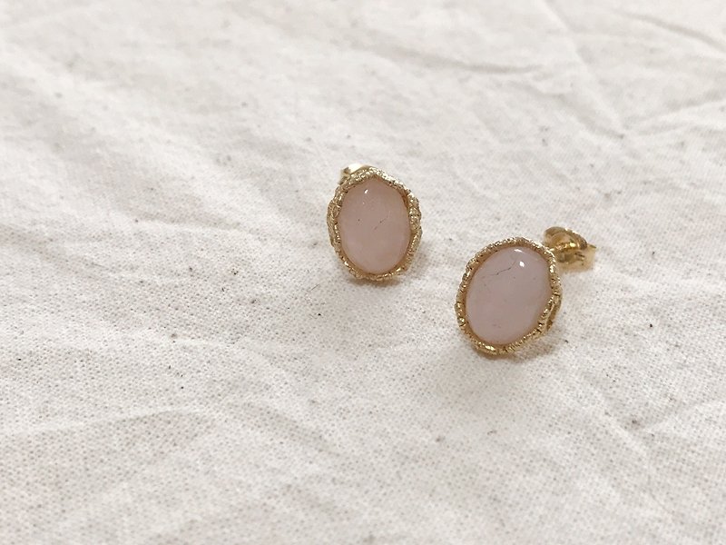 pink mix beryl gold pierced earrings / pink mix beryl gold earrings - ต่างหู - โลหะ สีเงิน