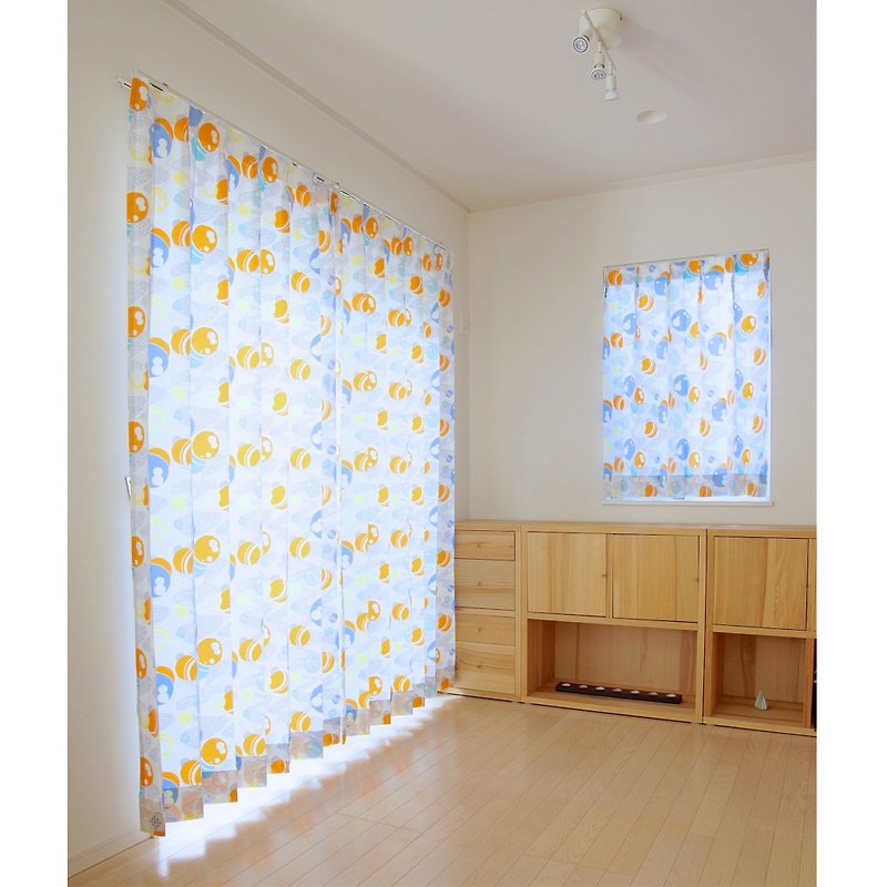 【Custom made】Curtains : Mizutama (Orange) - ม่านและป้ายประตู - ผ้าฝ้าย/ผ้าลินิน สีส้ม